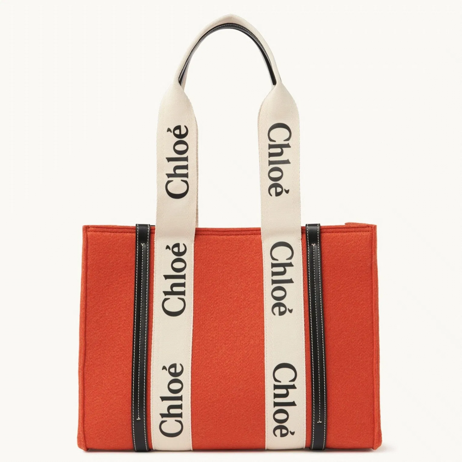 Top Quality Fake Chloe Medium Woody Tote Bag In Orange Felt